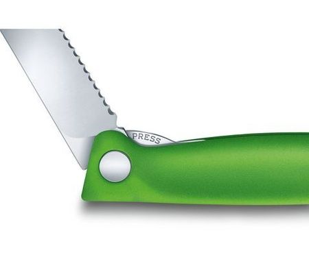 Нож Victorinox для очистки овощей, лезвие 11 см, серрейторная заточка, зеленый