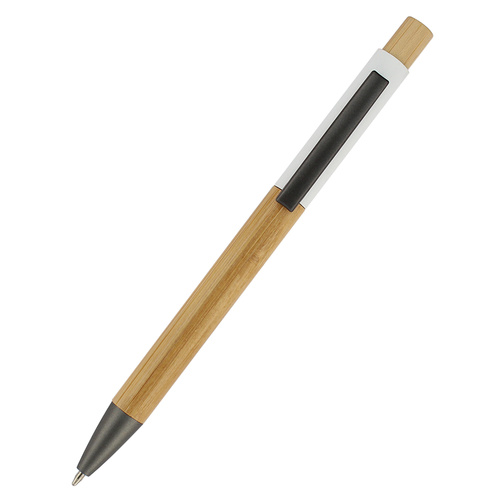 Ручка "Авалон" с корпусом из бамбука и софт-тач вставкой, белый