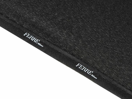 Зонт-трость полуавтоматический Ferre Milano, черный с логотипом компании. Цена 10 527 ₽. Артикул AROA210001