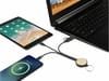 Кабель для зарядки Tecta «6 в 1» из переработанного пластика/бамбука с брелком, сплошной черный для бизнеса