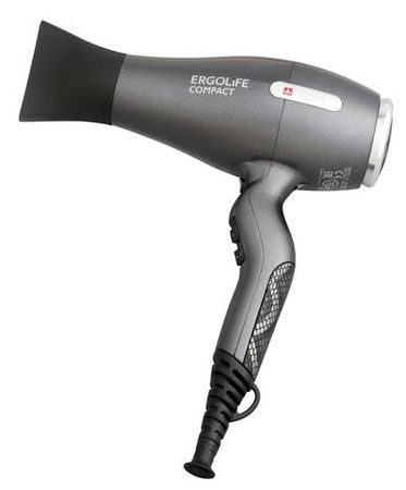Фен Dewal ErgoLife Compact, 2000 Вт, ионизация, 2 насадки, серый
