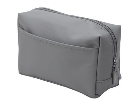 Косметичка из искусственной кожи "Sofit", серый с логотипом компании. Цена 1 061 ₽. Артикул AROA839527