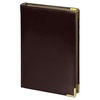 Ежедневник полудатированный Classic Pristine Gold А5, темно-коричневый с золотом, с металлическими уголками, в твердой обложке с поролоном для бизнеса