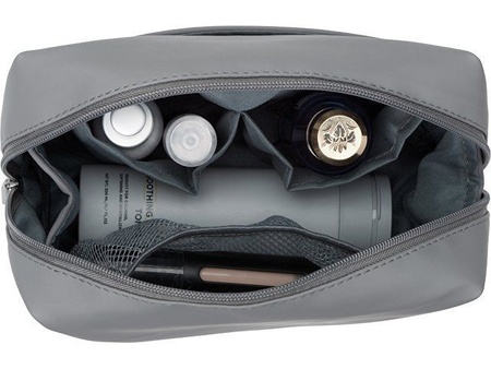 Косметичка из искусственной кожи "Sofit", серый с логотипом компании. Цена 1 061 ₽. Артикул AROA839527