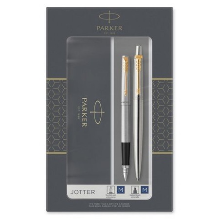 Parker Набор подарочный Jotter Stainless Steel GT шар. ручка, 1,0мм + ручка перьевая, 1,0мм