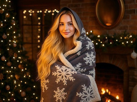 Плед Snowflake новогодний с логотипом компании. Цена 2 390 ₽. Артикул AROA836530