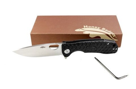 Нож Honey Badger Flipper M, D2, черная рукоять